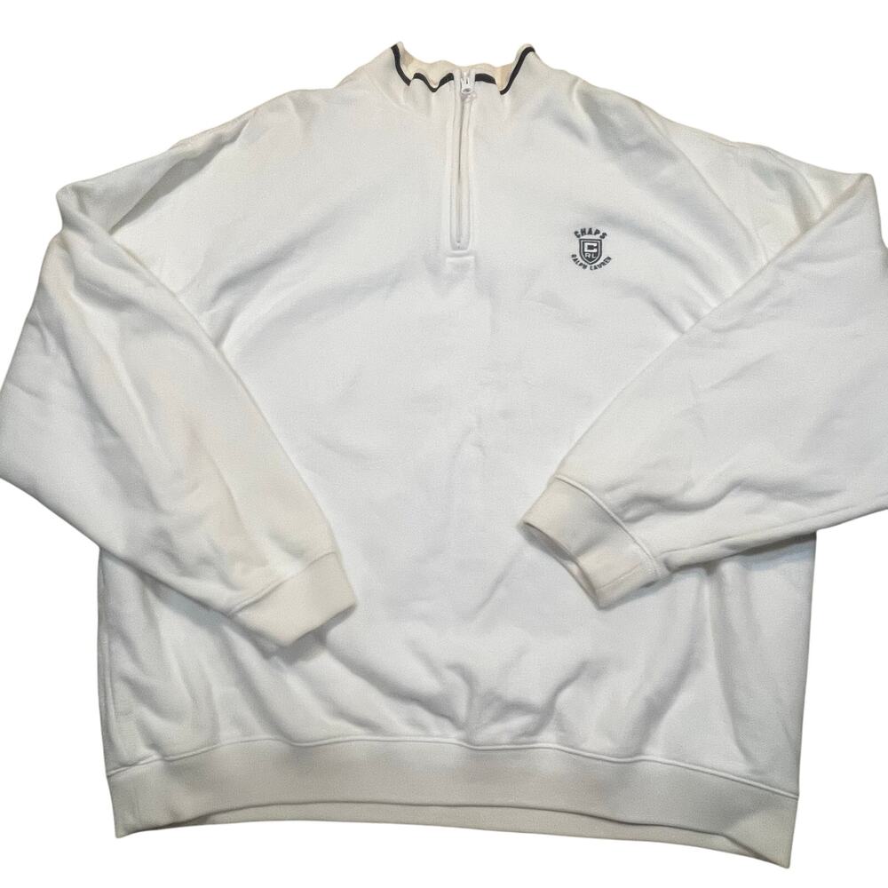 Chaps‎ Ralph Lauren Quarter Zip Pullover Sweatshirt White Size L Golf Casual